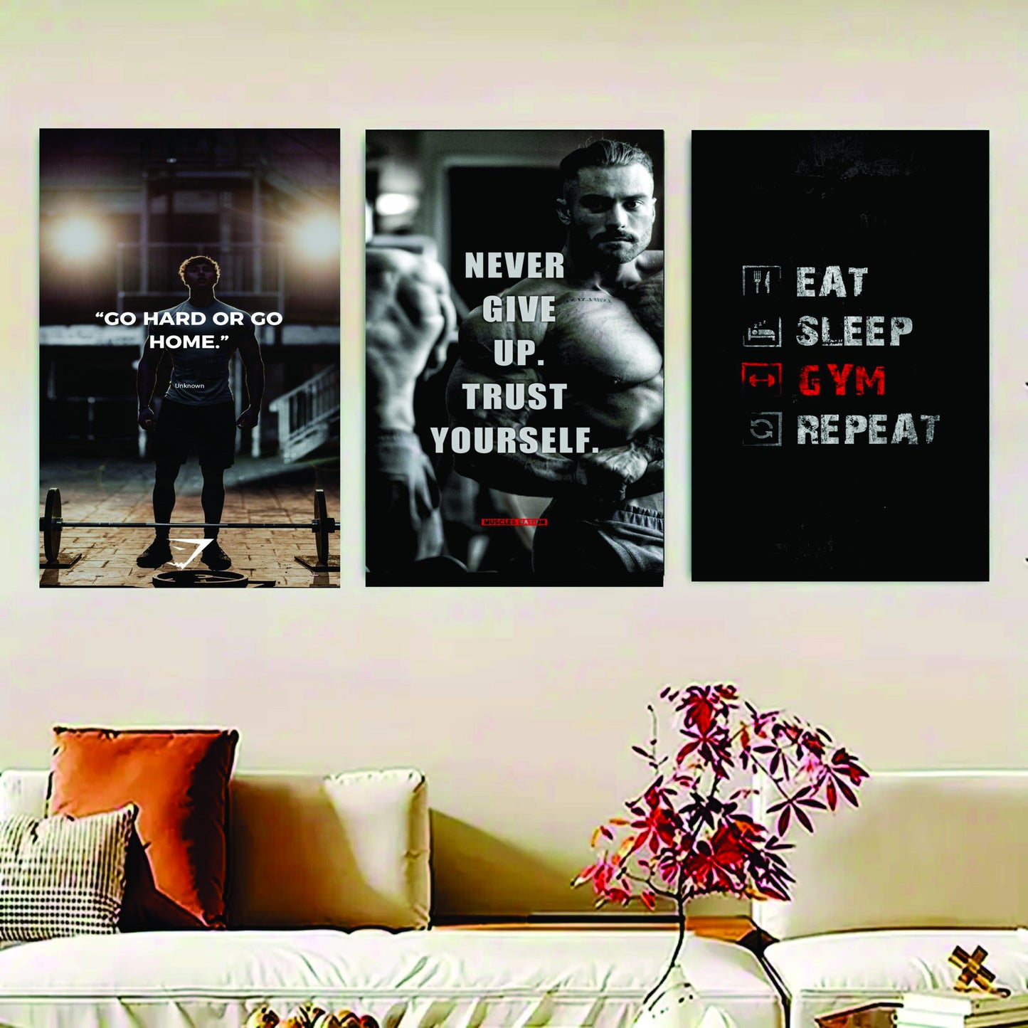 Set of 3 Gym Canvas Photo Tiles