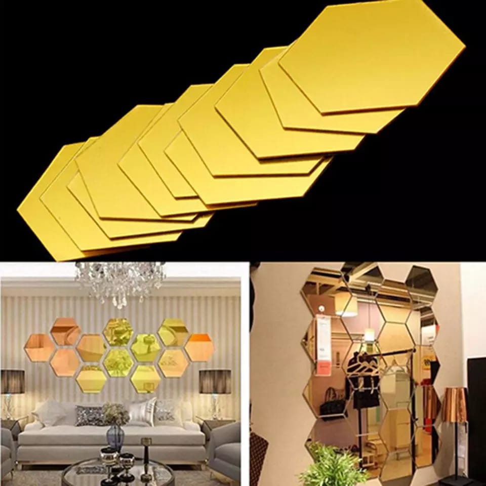 Set Of 12 3d Acrylic Hexagon DIY Art