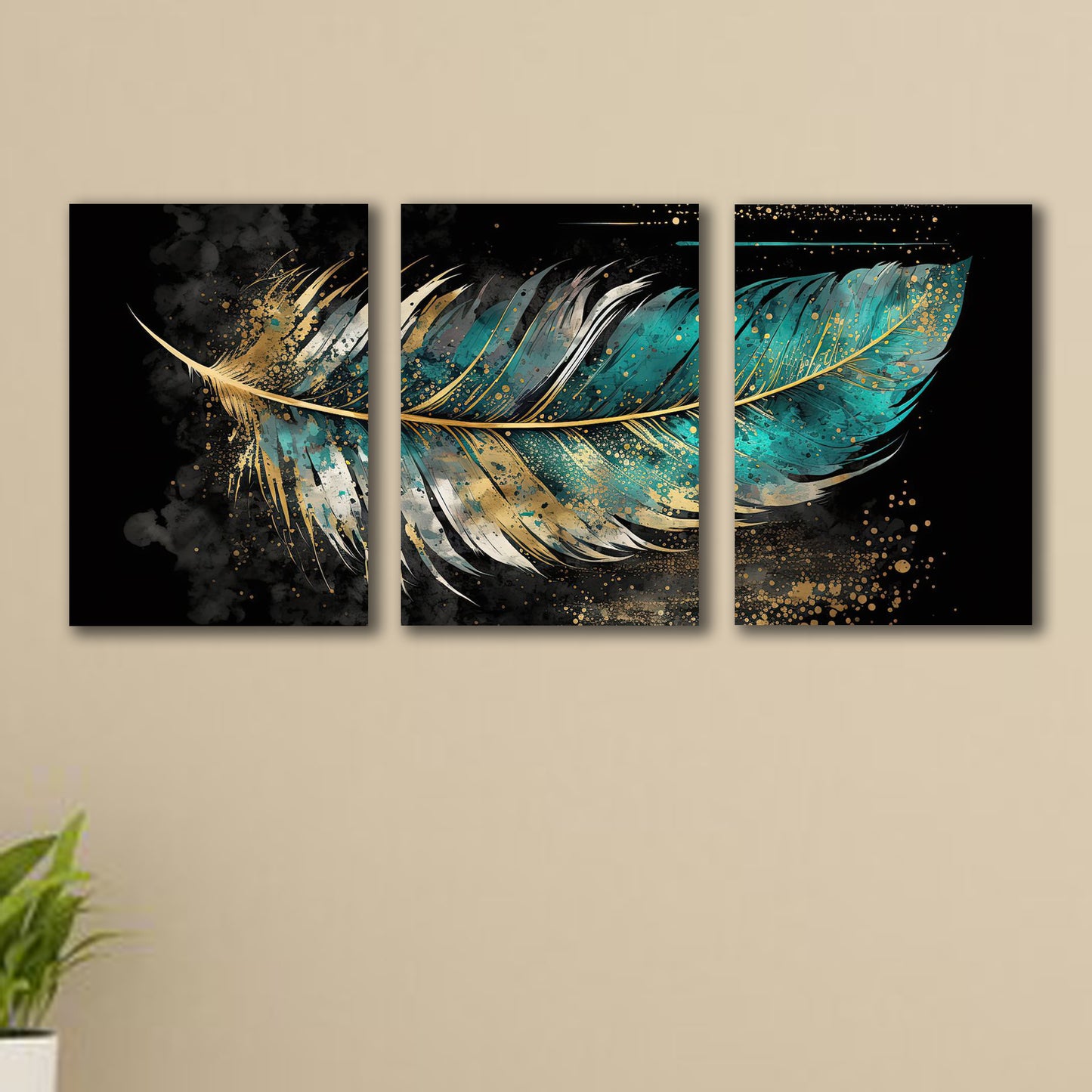 Set Of 3 Leaf Art Wooden Frames