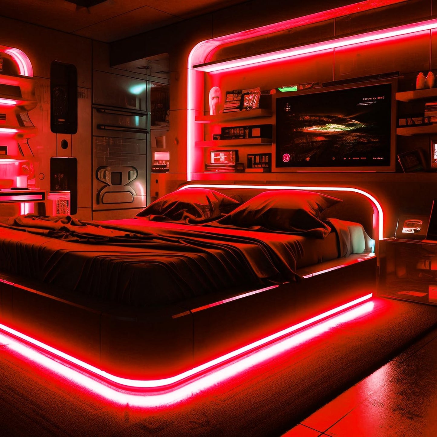 LED Neon Strip Lights, Red 12V/16.4ft