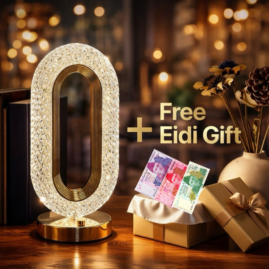 Oval Shape Crystal Lamp + Free Eidi Gift