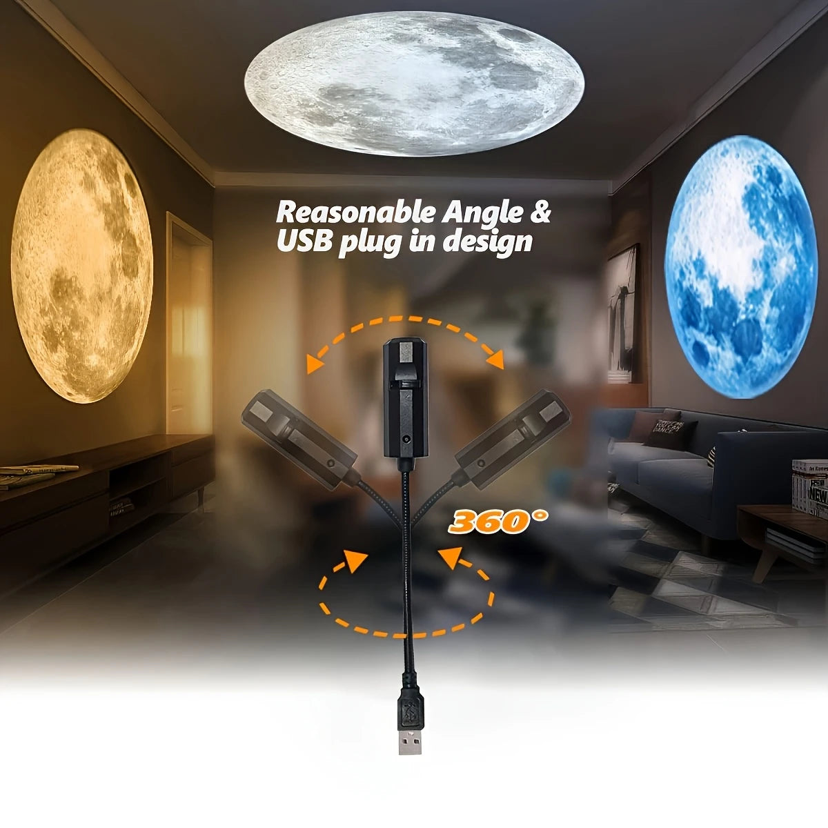 3-in-1 Rotatable USB Moon Light