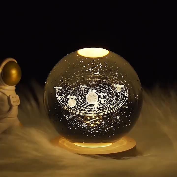 3d Galaxy Solar System Crystal Ball Night Light